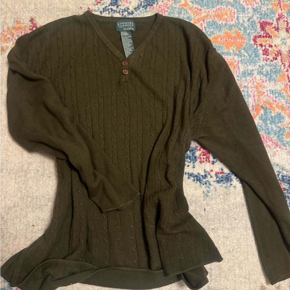 Country classics cable knit sweater ~ size L